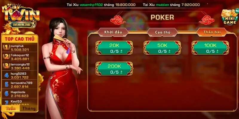 Giao diện game của iWin thiết kế chỉnh chu, chuyên nghiệp